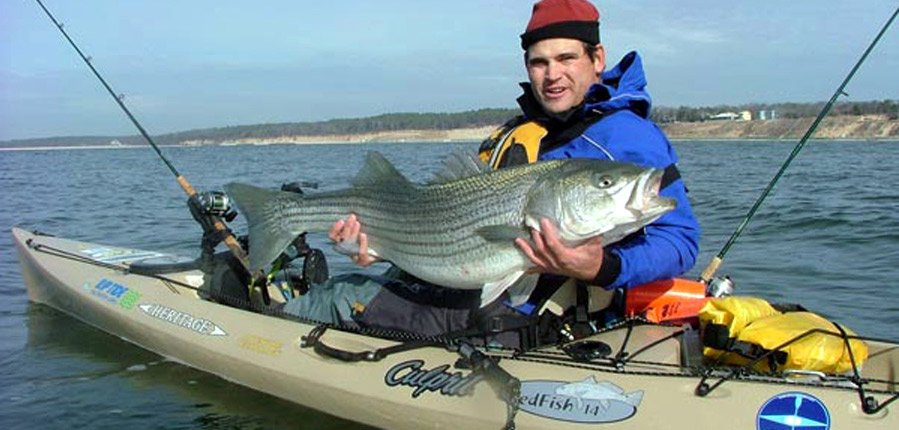 Cory Ruthelss Routh Kayak Fishing for Striped Bass in the Chesapeake Bay, Kiptopeke Virginia